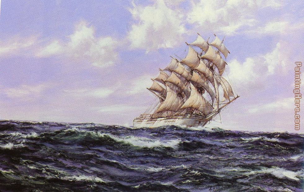 The Abner Coburn. Fair Weather painting - Montague Dawson The Abner Coburn. Fair Weather art painting